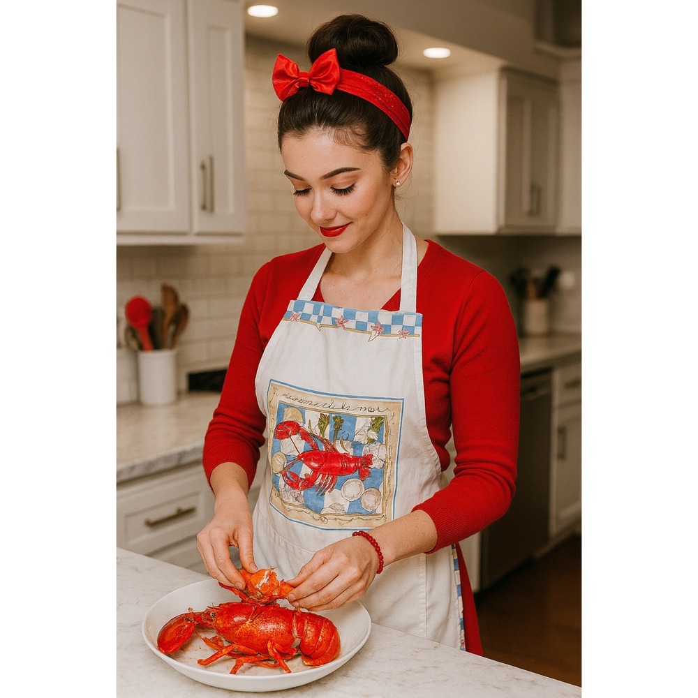 Red‎ Lobster Bib Apron Heavy Canvas Adjustable Kitchen Orginal #7